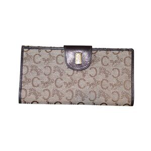 Celine Vintage Brown Canvas & Leather Monogram Envelope Wallet Made In Italy